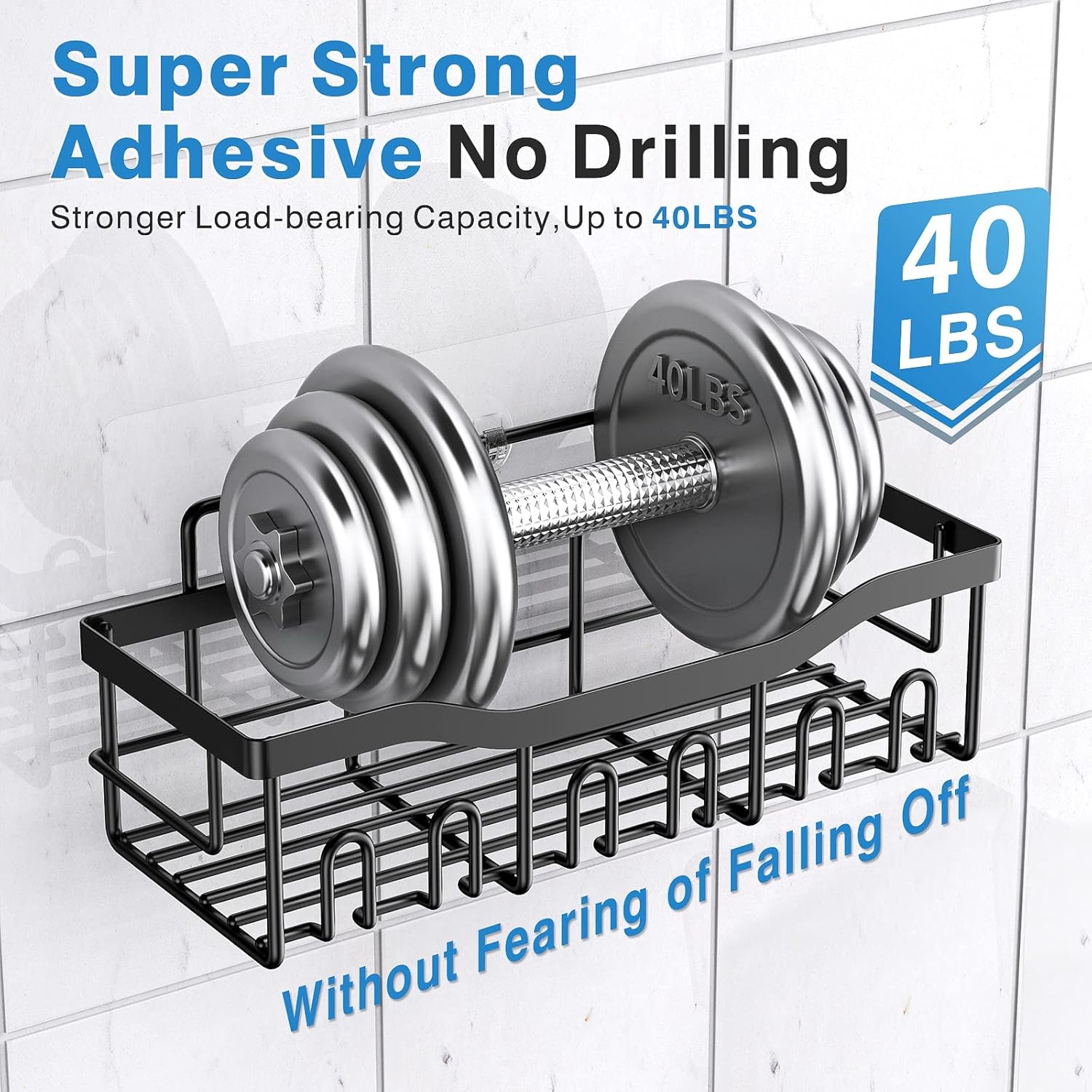 Adhesive shower Caddy 5 Pack. Rust Proof Stainless SteelBath Organizers With Large Capacity